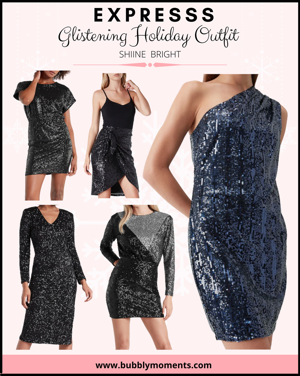 christmas outfits | holiday outfits | new years eve outfits | holiday outfit ideas | party dresses | luxury outfits | one shoulder dress | boydcon | glitter dress | sequined dress | sparkling outfits | bodysuit | Bubbly Moments