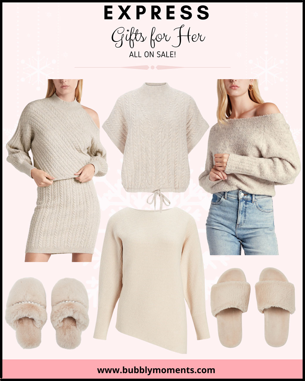 Holiday gift | christmas gift | last minute gifts | christmas gift ideas | holiday gift guides | fashion gift ideas | gifts for her | fashion sweater | sweater dresses | sweater | slippers | womens gift ideas | Bubbly Moments