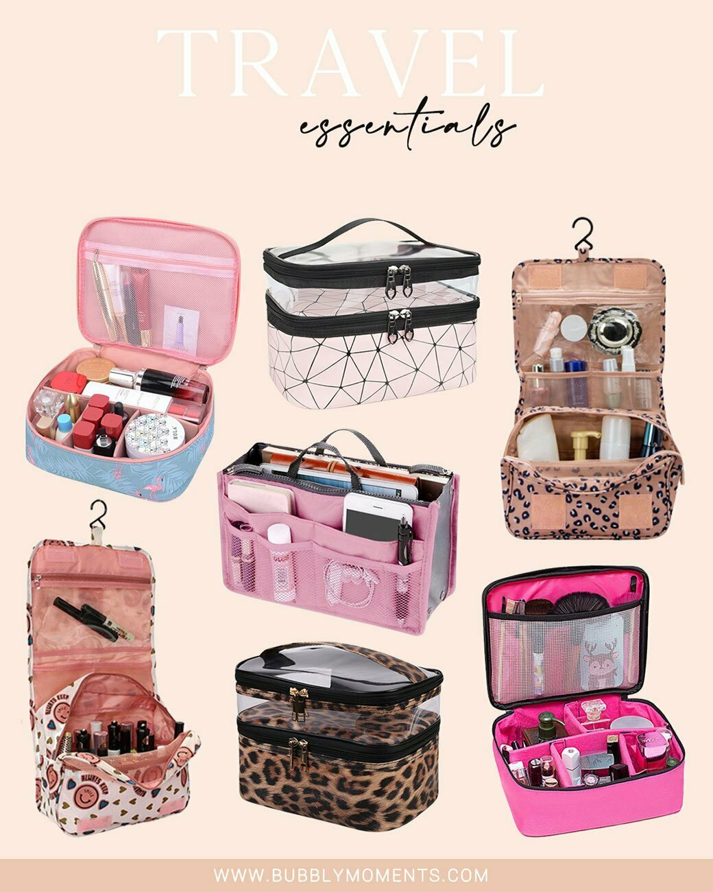 Trendy Luggage Bags | Women’s Travel Duffel Bags | Travel Cosmetic Bags | Mini Backpack | Bubbly Moments