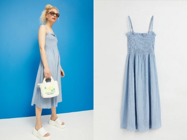 Hot Beachy Summer Outfit | Blue and White Summer Dress | Ruffled Mini Skirts | Bubbly Moments